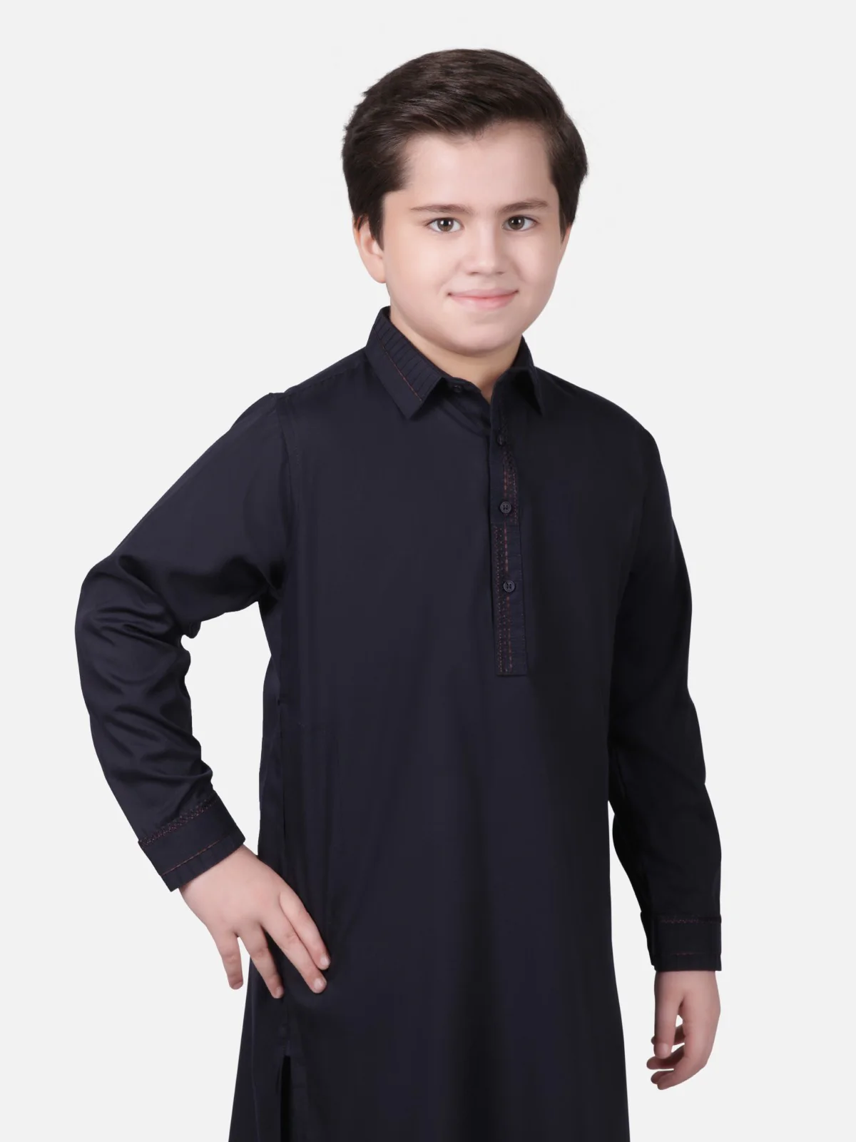 Boy's Navy Blue Kurta Shalwar - EBTKS18-3577 - Image 2