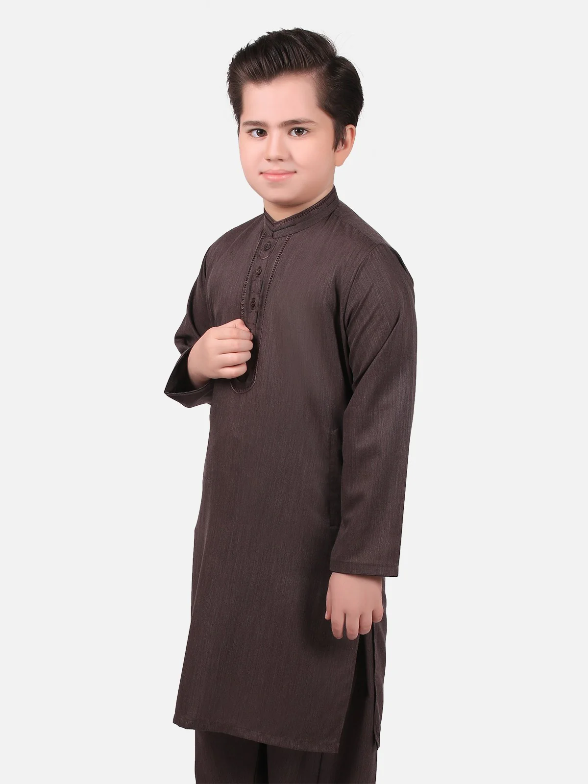 Boy's Brown Kurta Shalwar - EBTKS18-3589 - Image 2