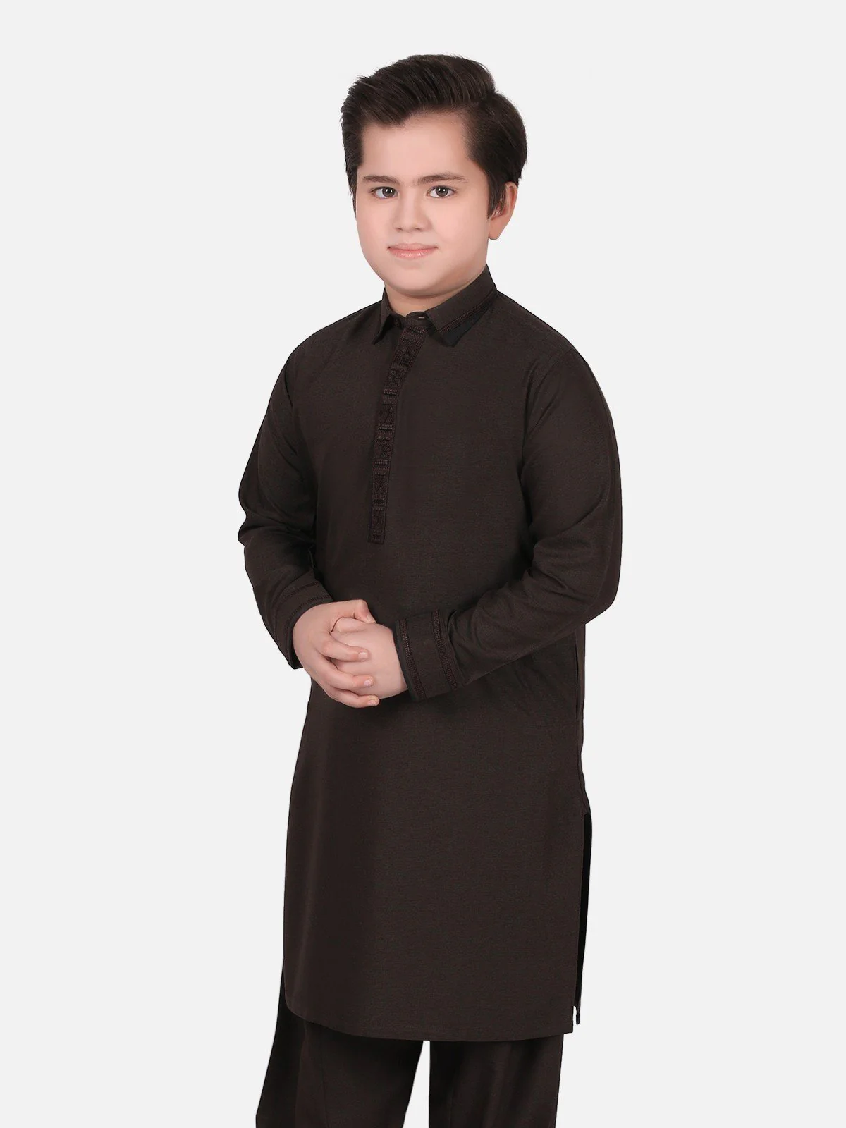 Boy's Coffee Brown Kurta Shalwar - EBTKS19-3588