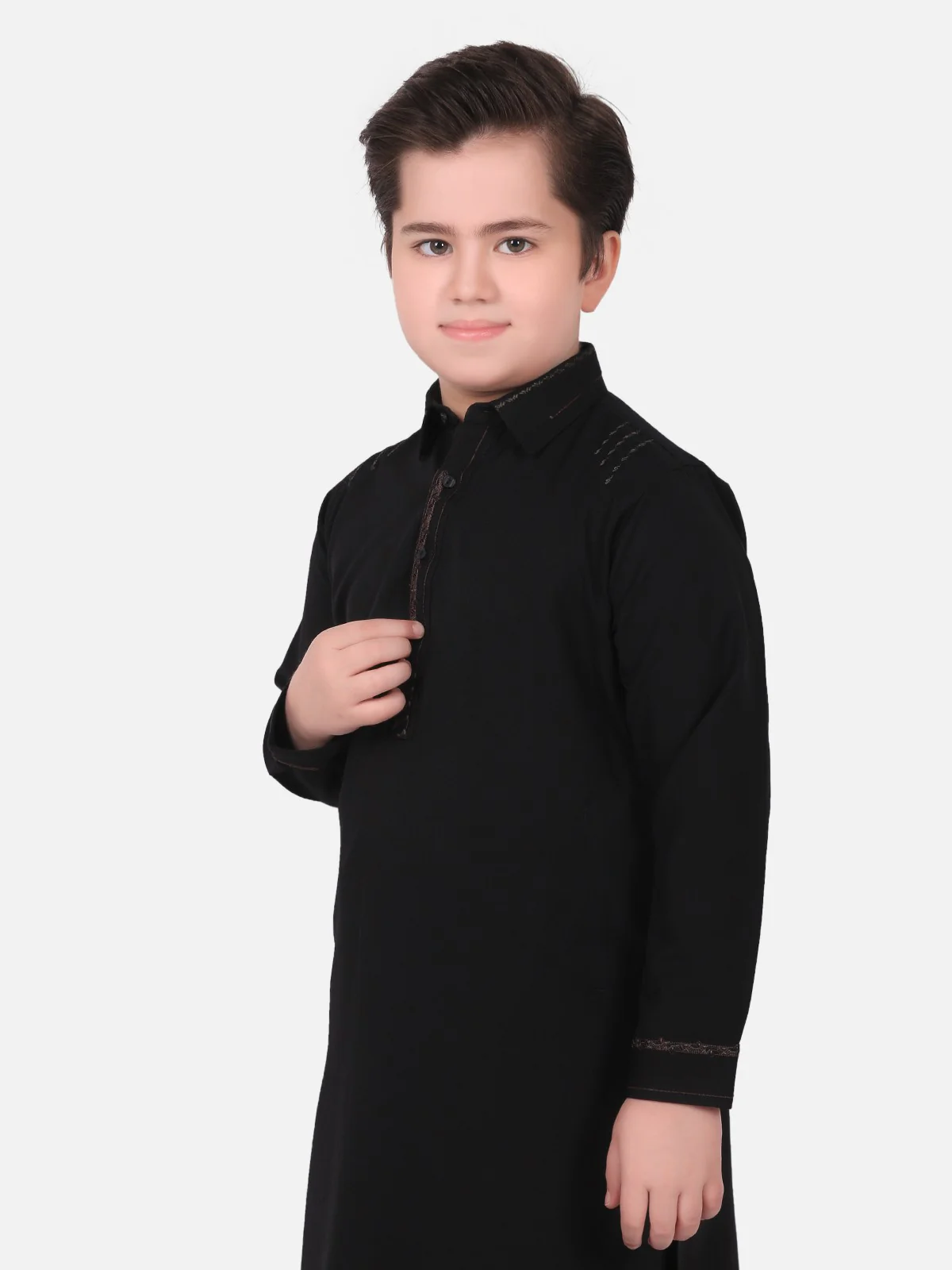 Boy's Black Kurta Shalwar - EBTKS19-3599 - Image 2