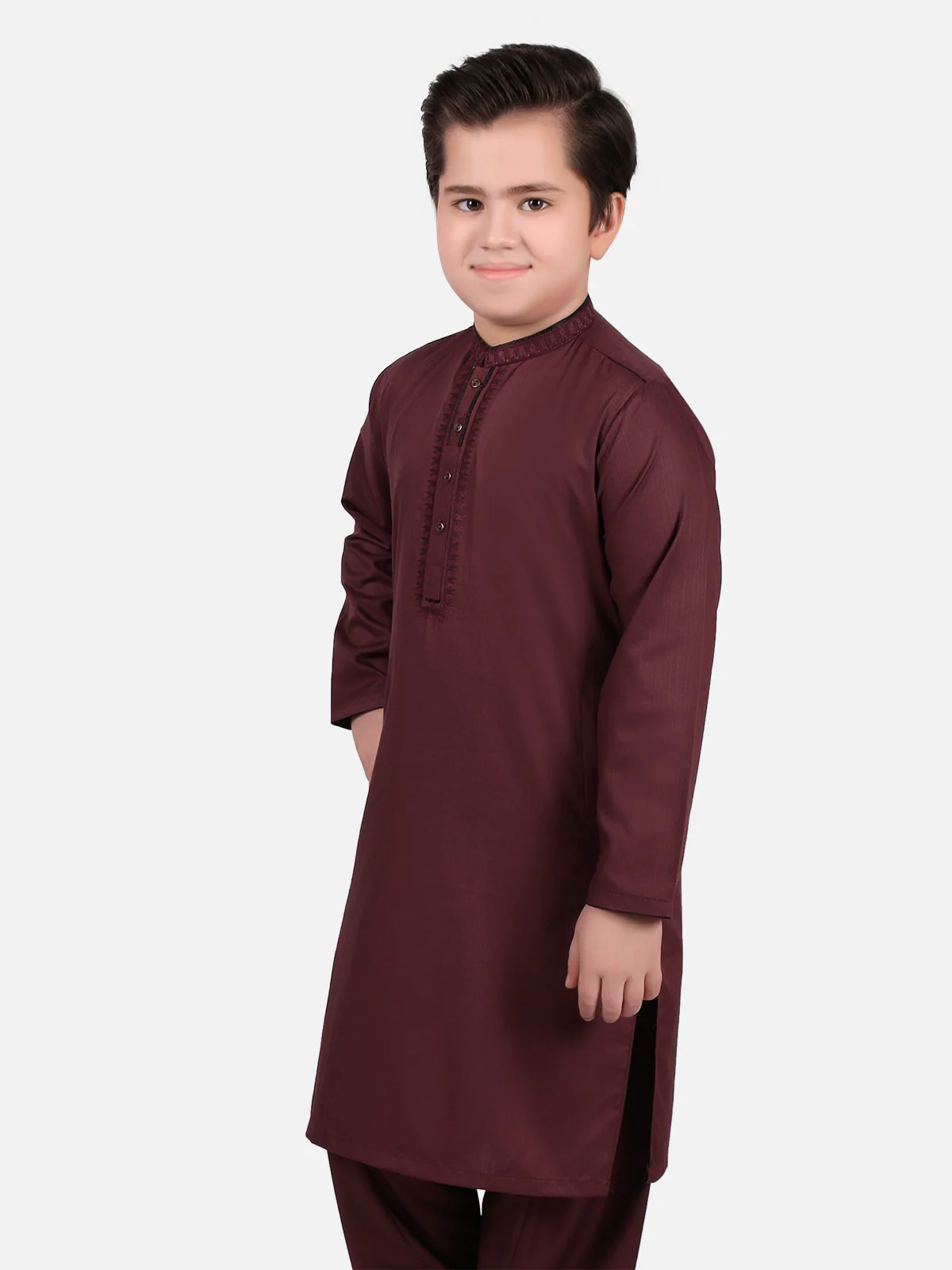 Boy's Burgundy Kurta Shalwar - EBTKS19-3602 - Image 2