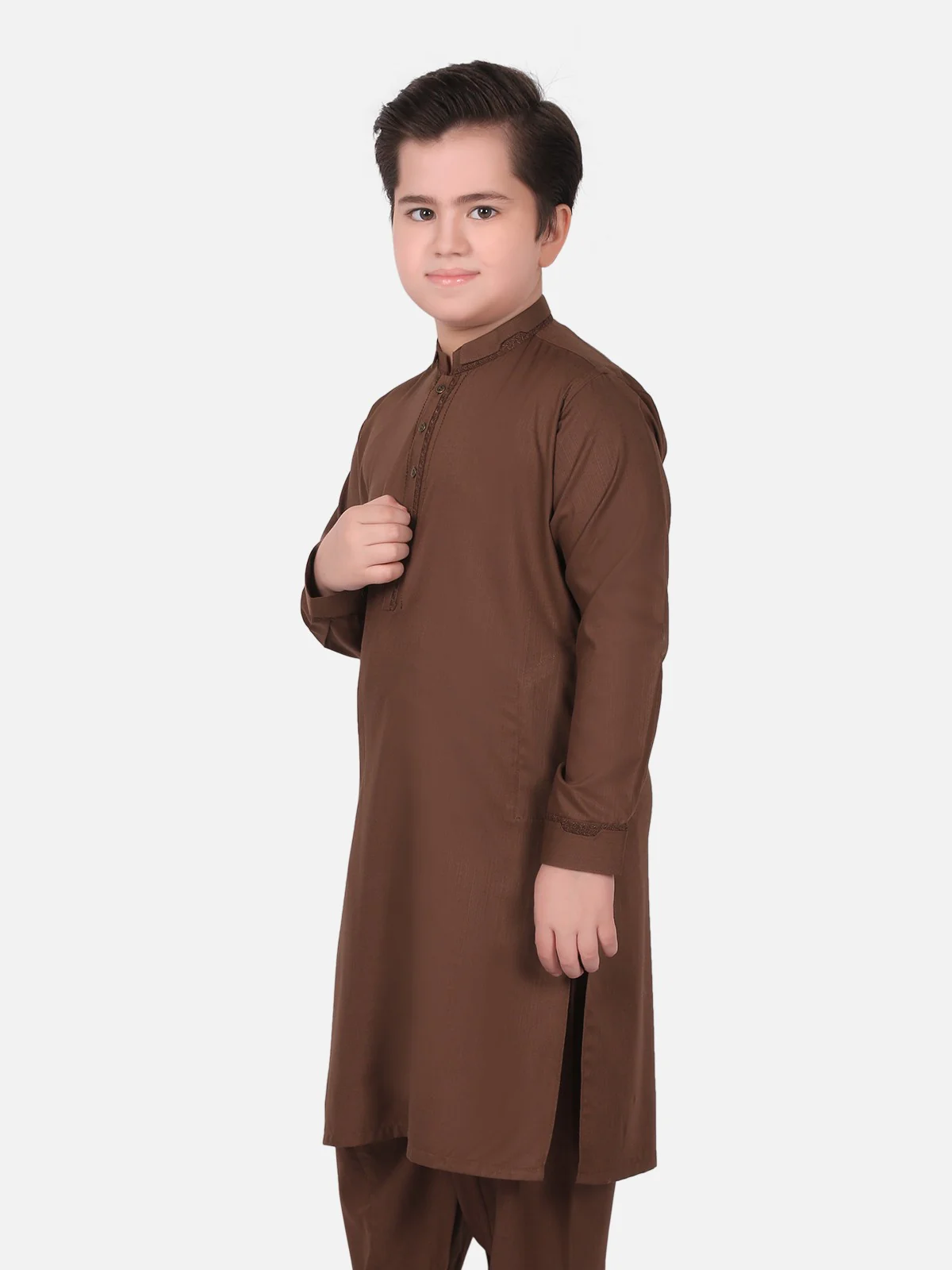 Boy's Brown Kurta Shalwar - EBTKS19-3605 - Image 2