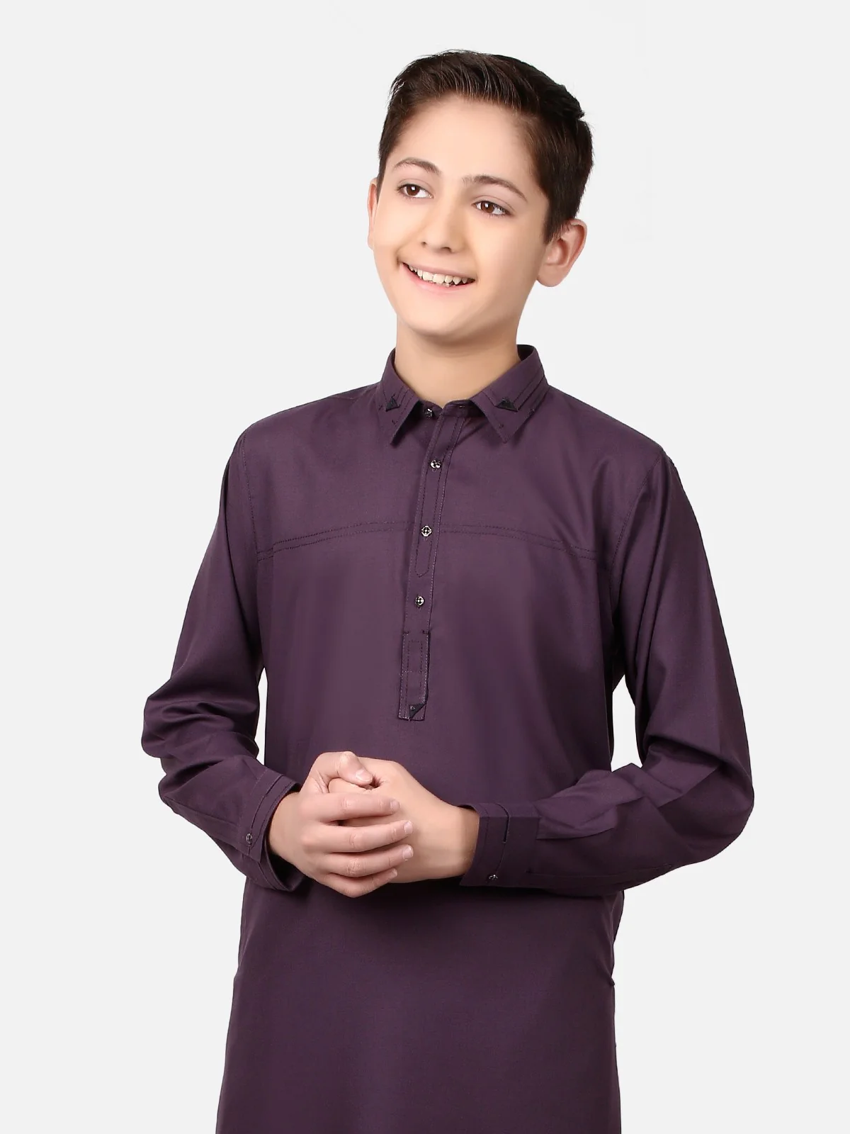 Boy's Dark Plum Kurta Shalwar - EBTKS19-3624 - Image 2