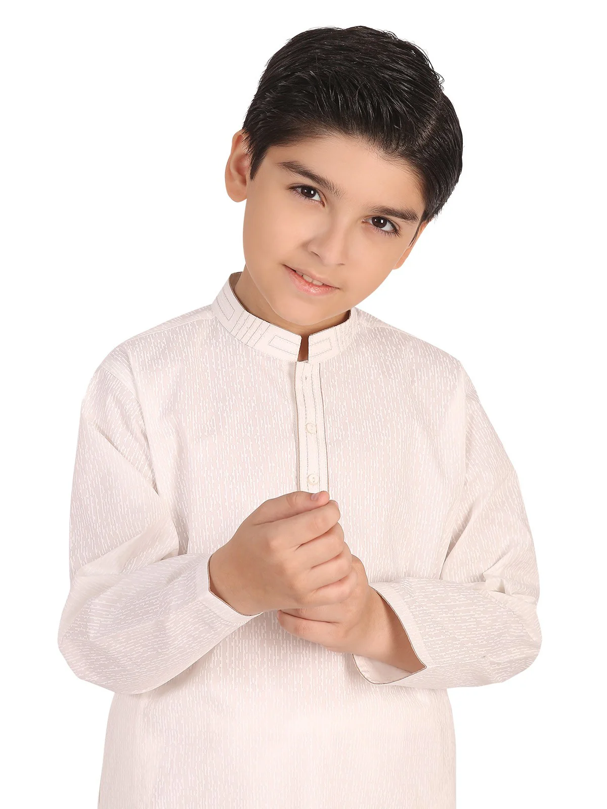 Boy's Off White Kurta Shalwar - EBTKS19-3665 - Image 3