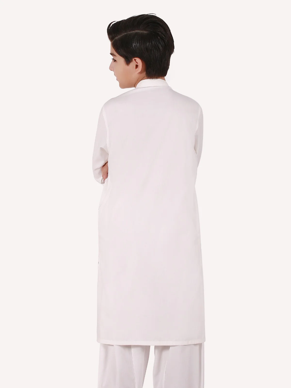 Boy's Off White Kurta Shalwar - EBTKS20-3668 - Image 3