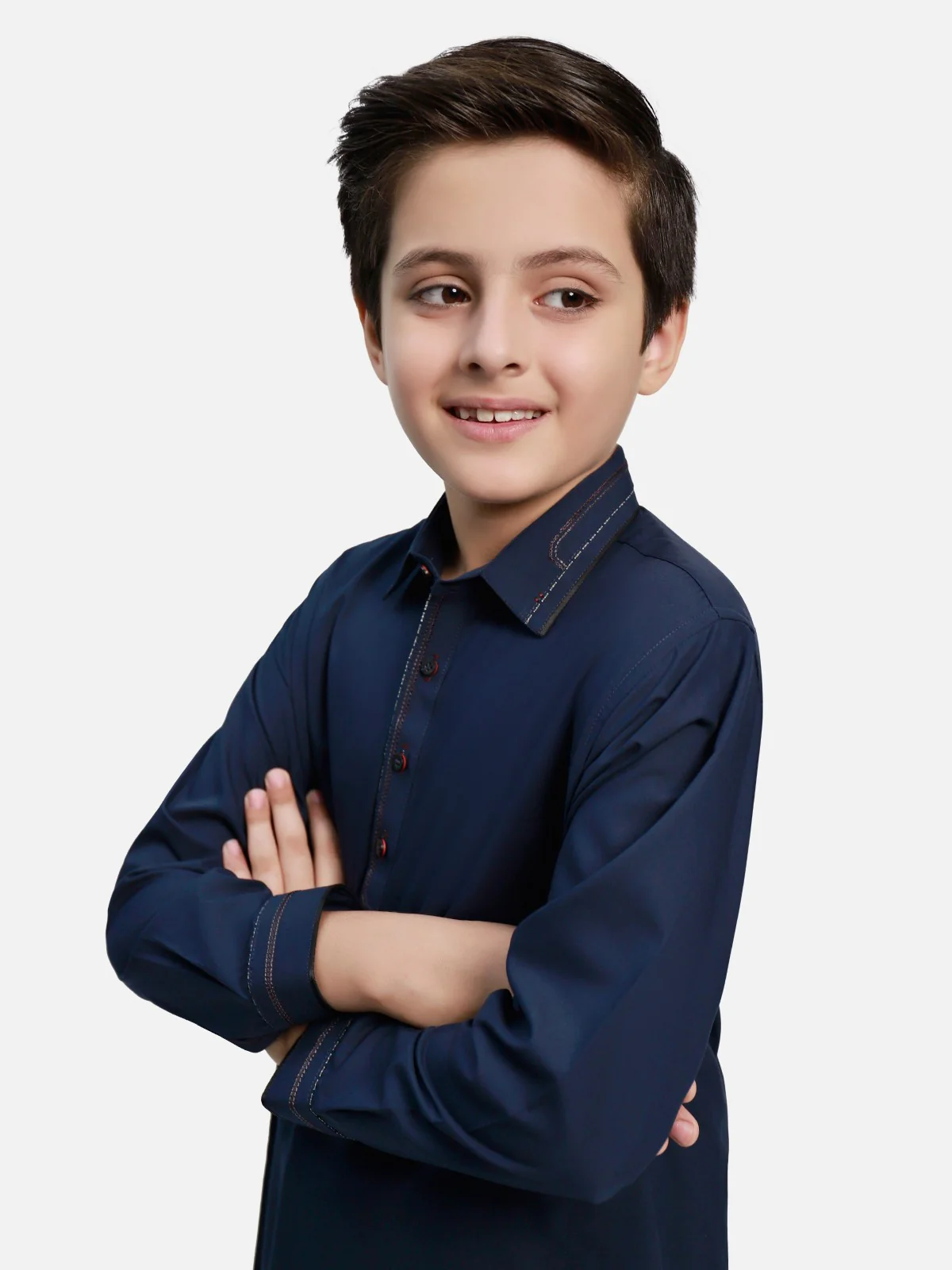 Boy's Navy Blue Kurta Shalwar - EBTKS20-3680 - Image 2