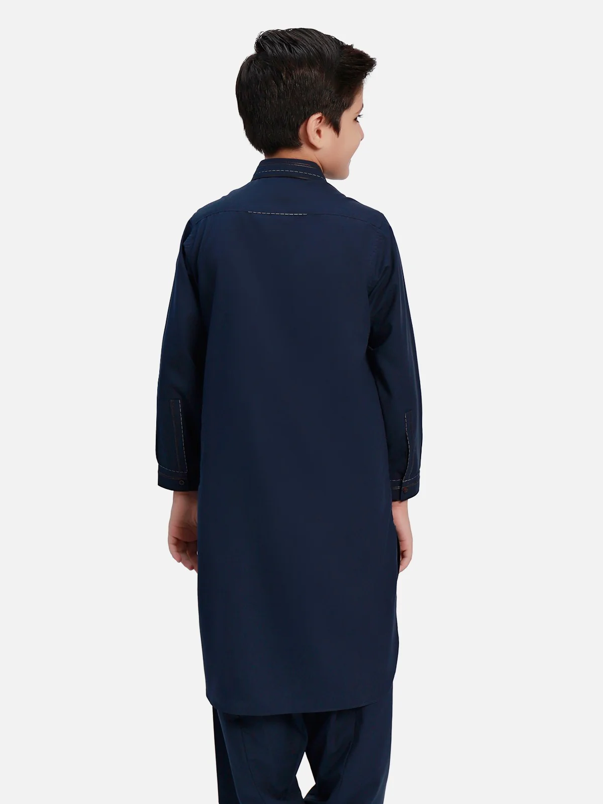 Boy's Navy Blue Kurta Shalwar - EBTKS20-3680 - Image 6