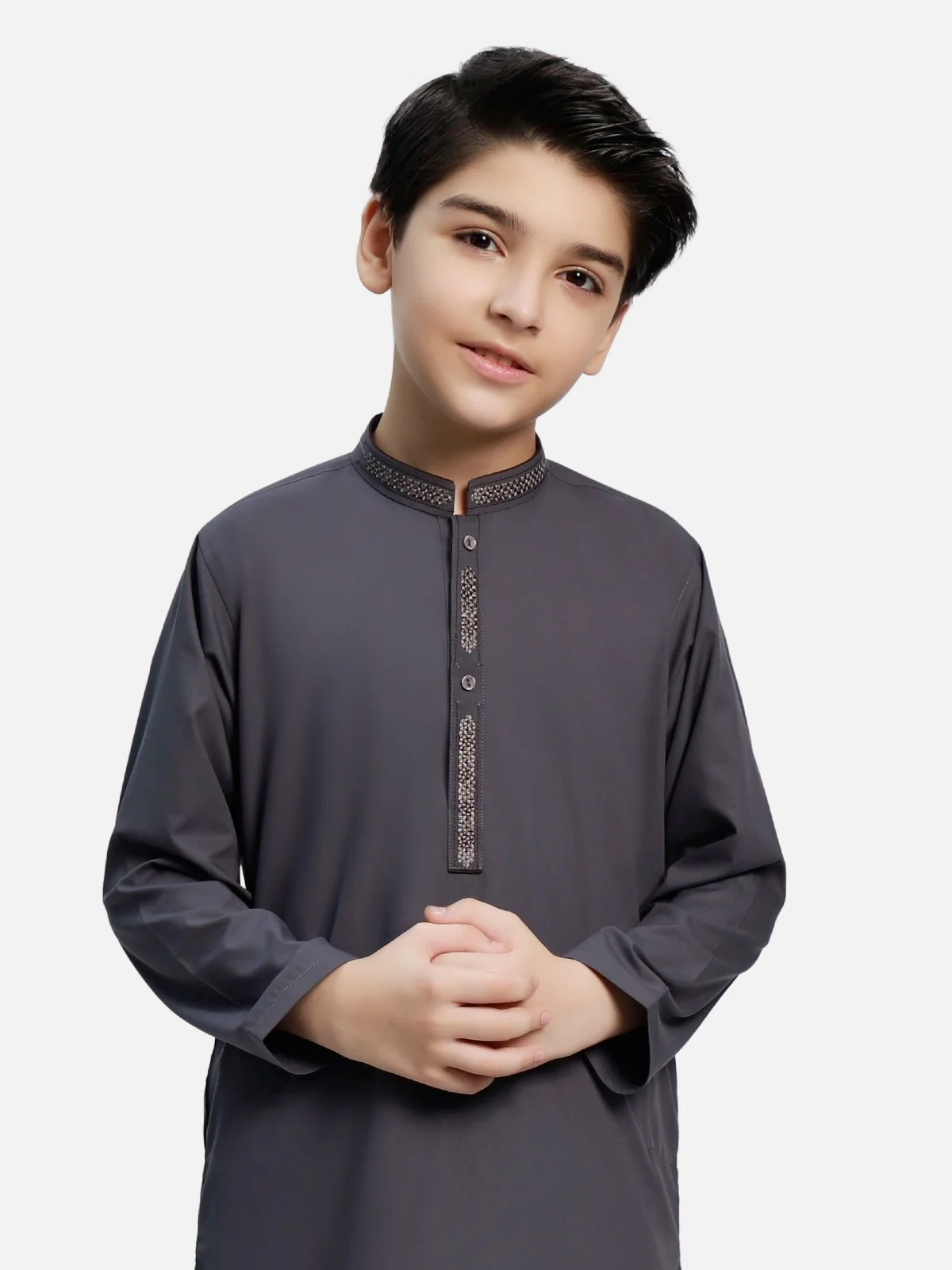 Boy's Charcoal Grey Kurta Shalwar - EBTKS20-3681 - Image 2