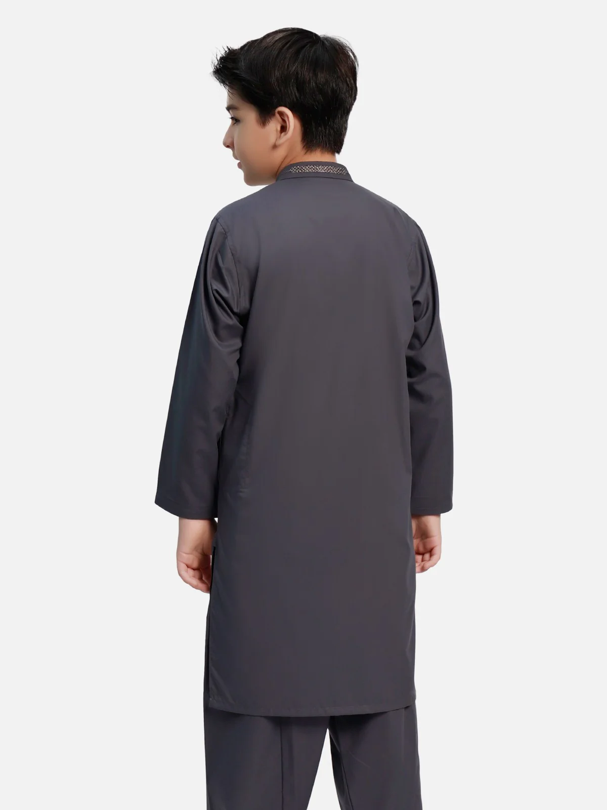 Boy's Charcoal Grey Kurta Shalwar - EBTKS20-3681 - Image 3