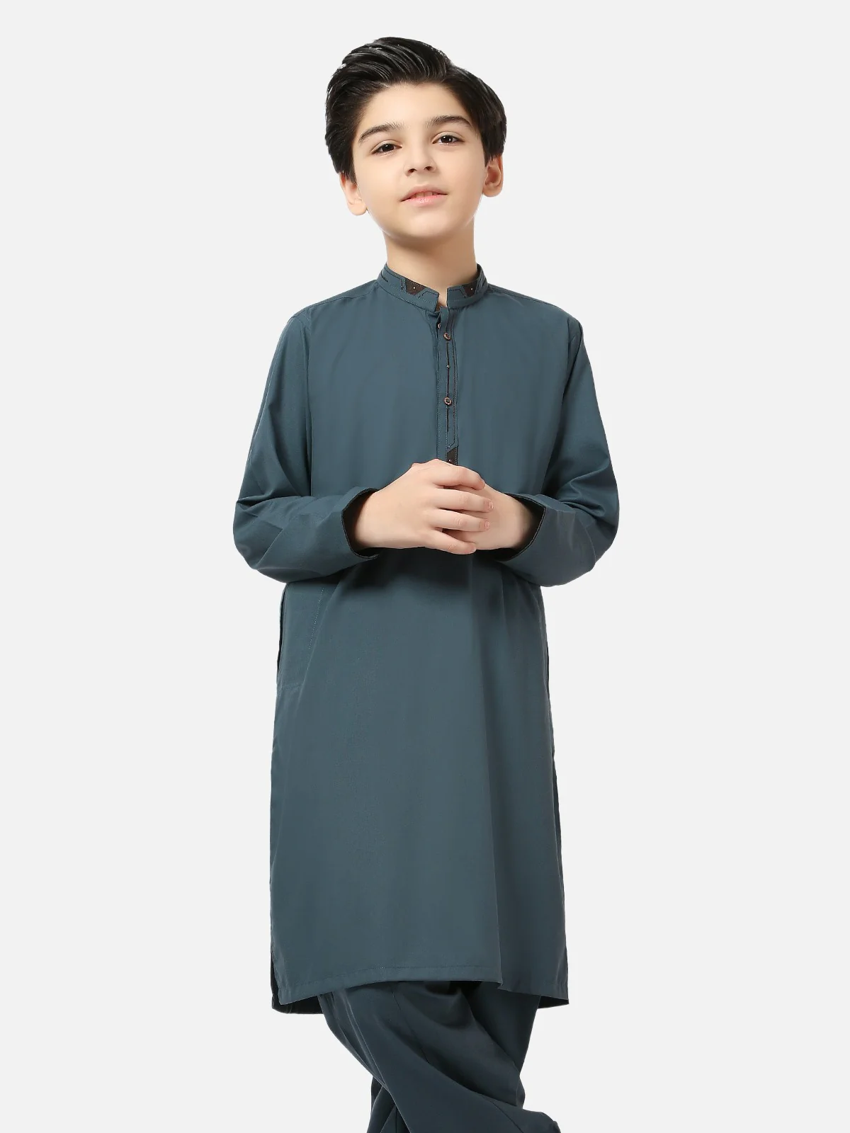Boy's Dark Teal Kurta Shalwar - EBTKS20-3682