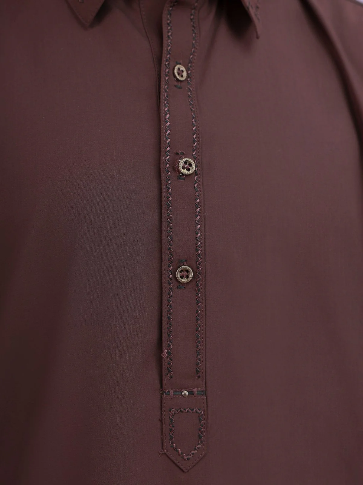 Boy's Dark Plum Kurta Shalwar - EBTKS20-3683 - Image 2