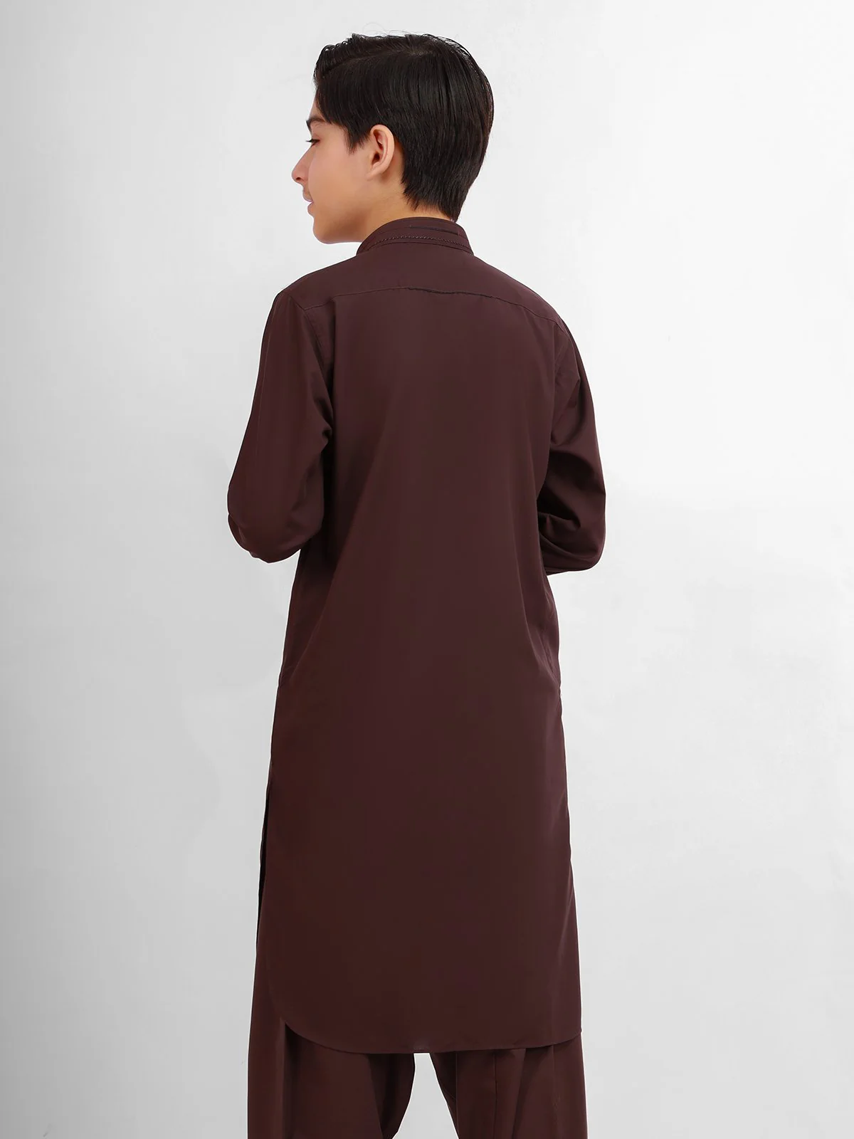 Boy's Dark Plum Kurta Shalwar - EBTKS20-3683 - Image 3
