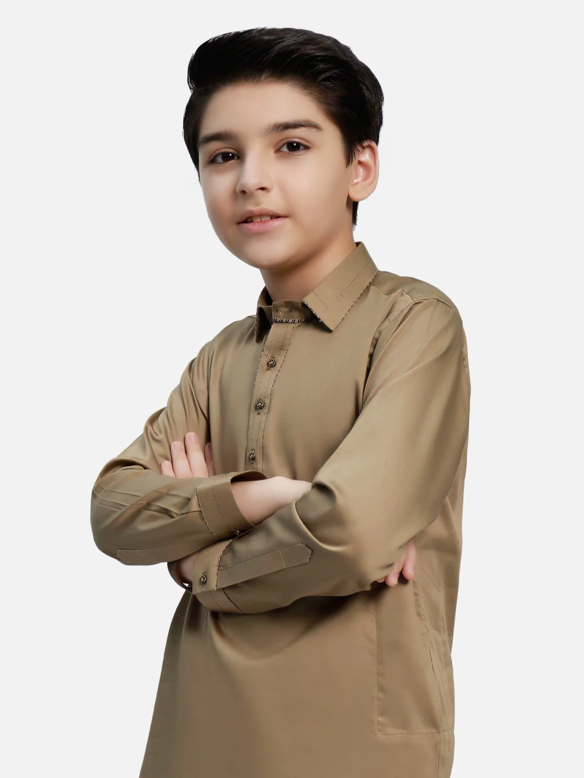 Boy's Light Mehndi Kurta Shalwar - EBTKS20-3688 - Image 5