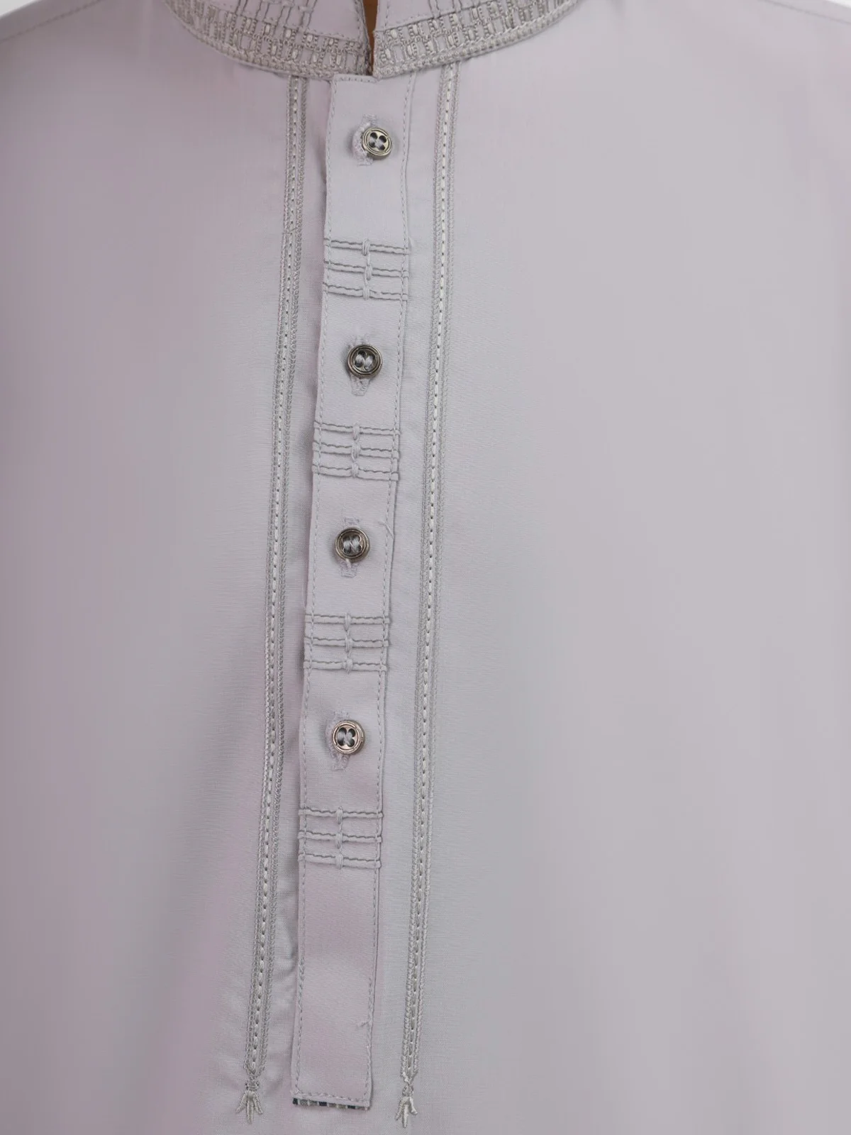 Boy's Light Grey Kurta Shalwar - EBTKS20-3692 - Image 2
