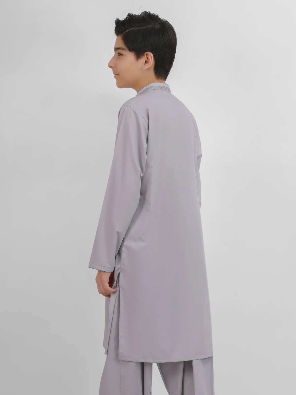 Boy's Light Grey Kurta Shalwar - EBTKS20-3692 - Image 3