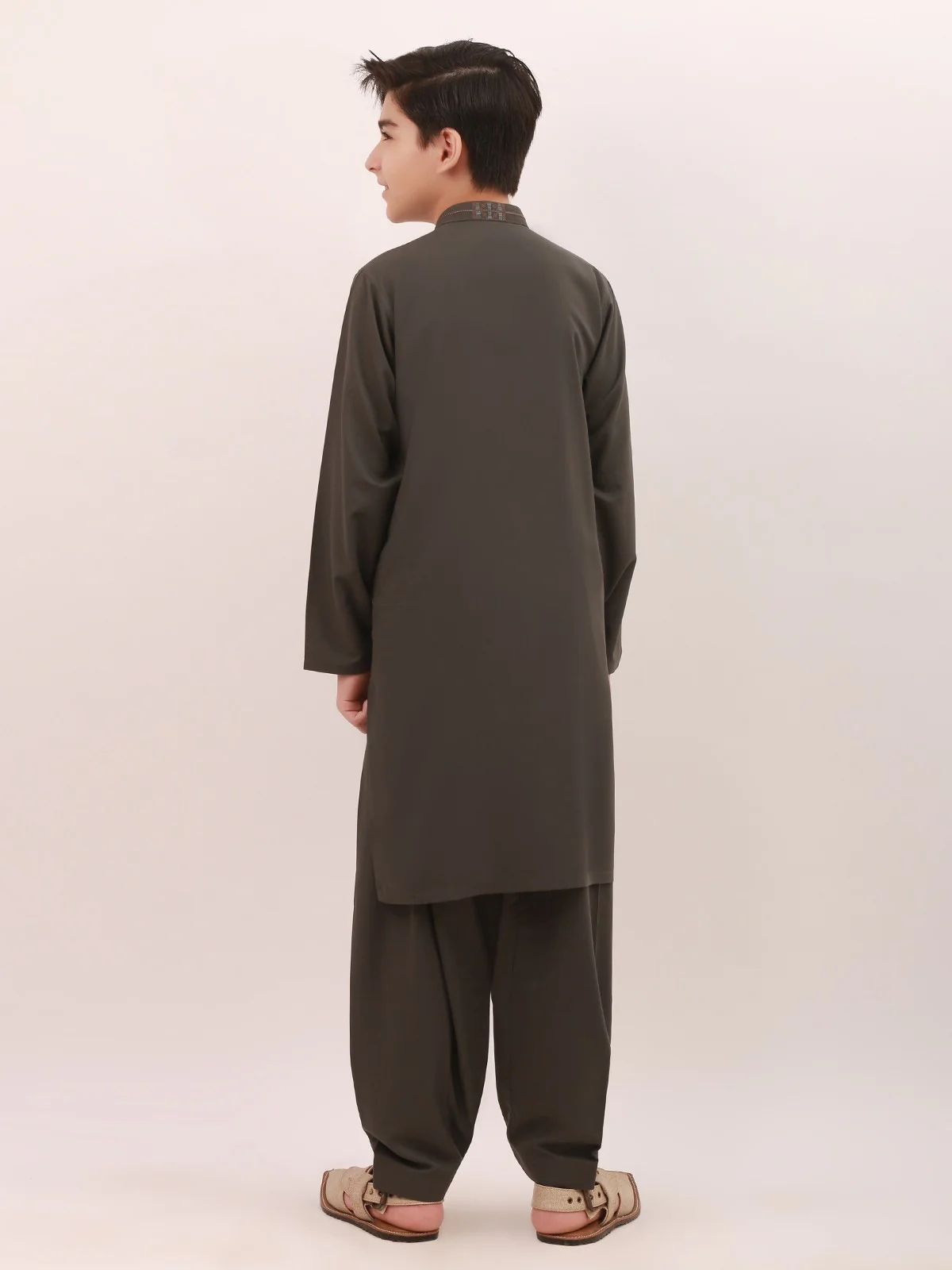 Boy's Green Kurta Shalwar - EBTKS20-3693 - Image 3