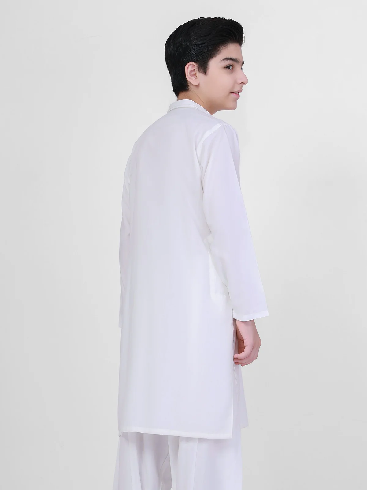 Boy's Off White Kurta Shalwar - EBTKS20-3694 - Image 3