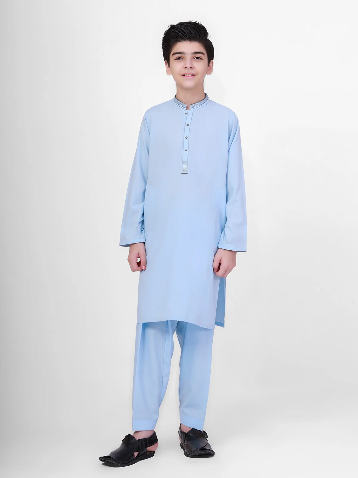 Boy's Sky Blue Kurta Shalwar - EBTKS20-3695