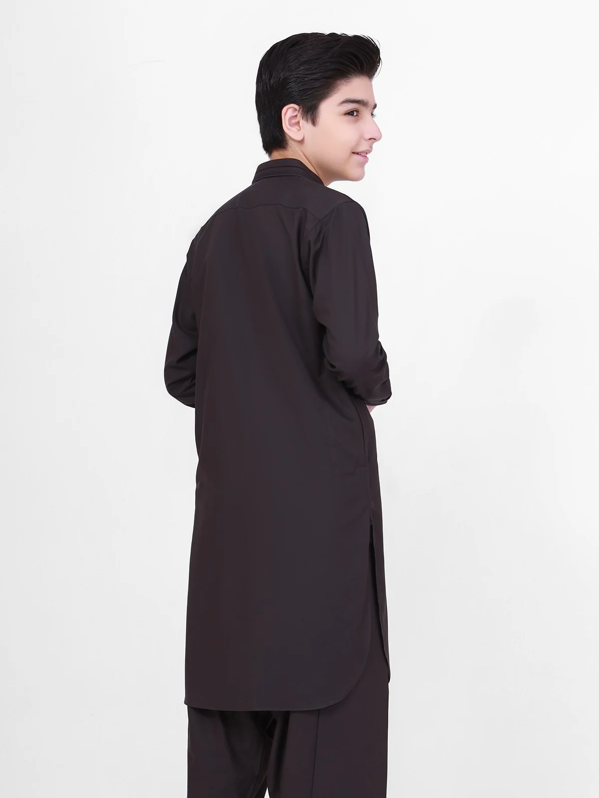 Boy's Charcoal Kurta Shalwar - EBTKS20-3701 - Image 3