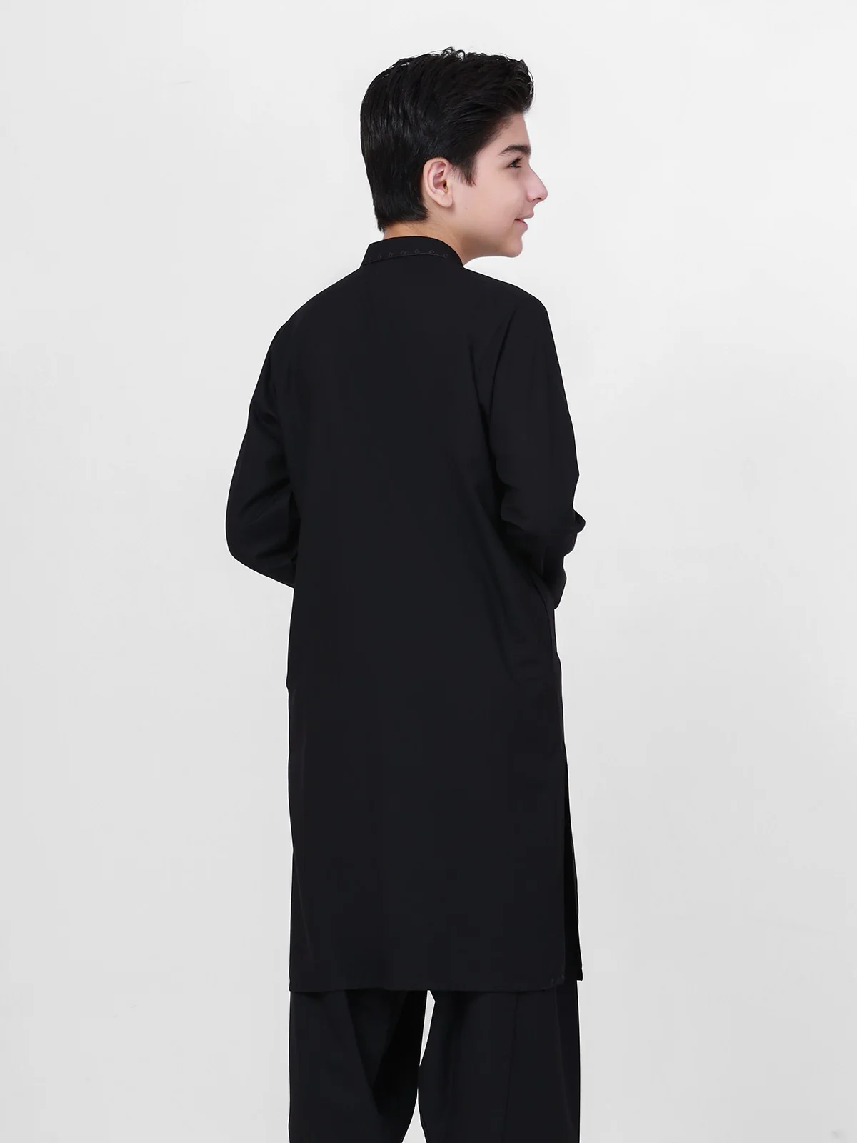 Boy's Black Kurta Shalwar - EBTKS20-3702 - Image 2