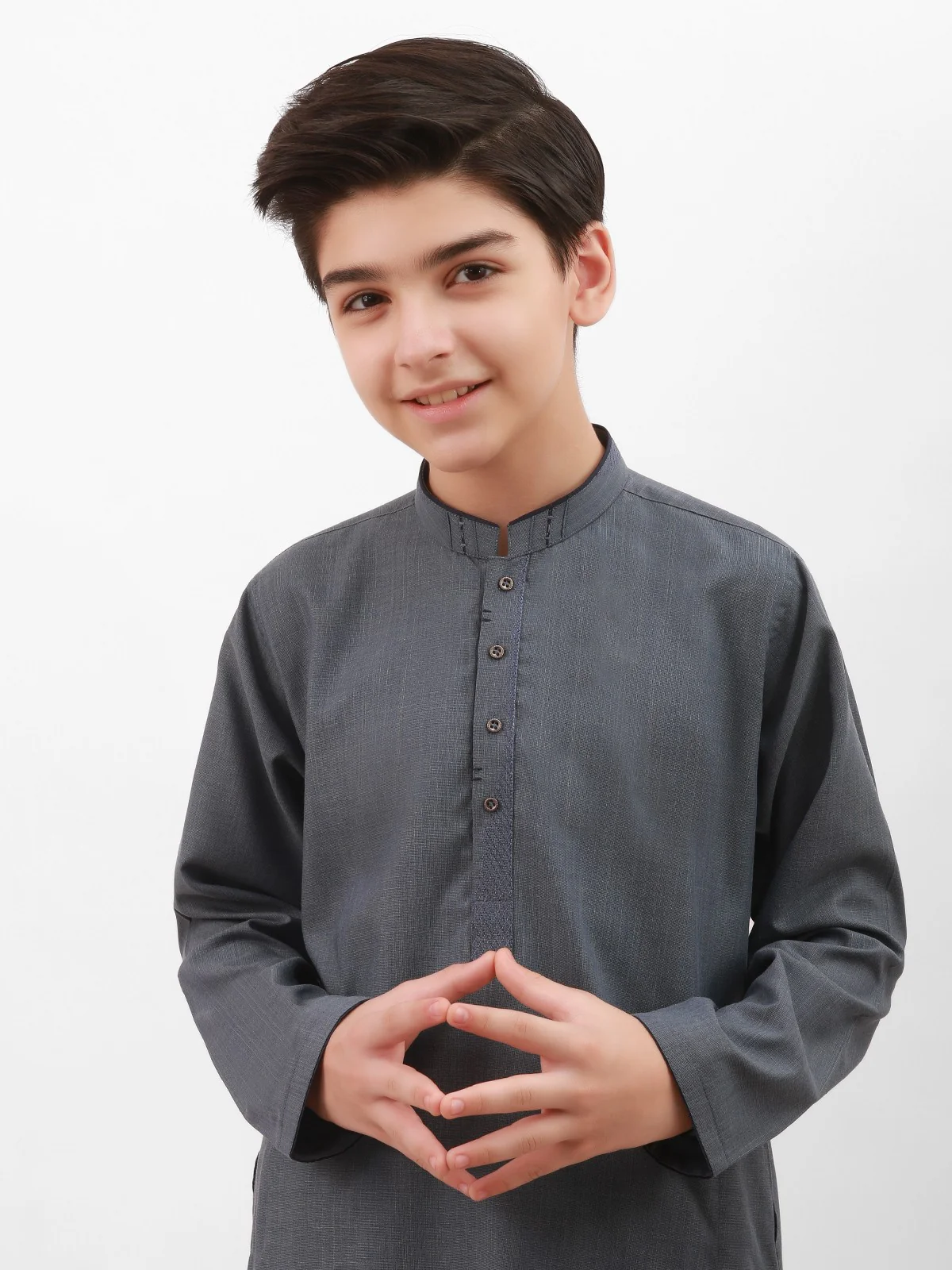 Boy's Mid Blue Kurta Shalwar - EBTKS20-3707 - Image 2