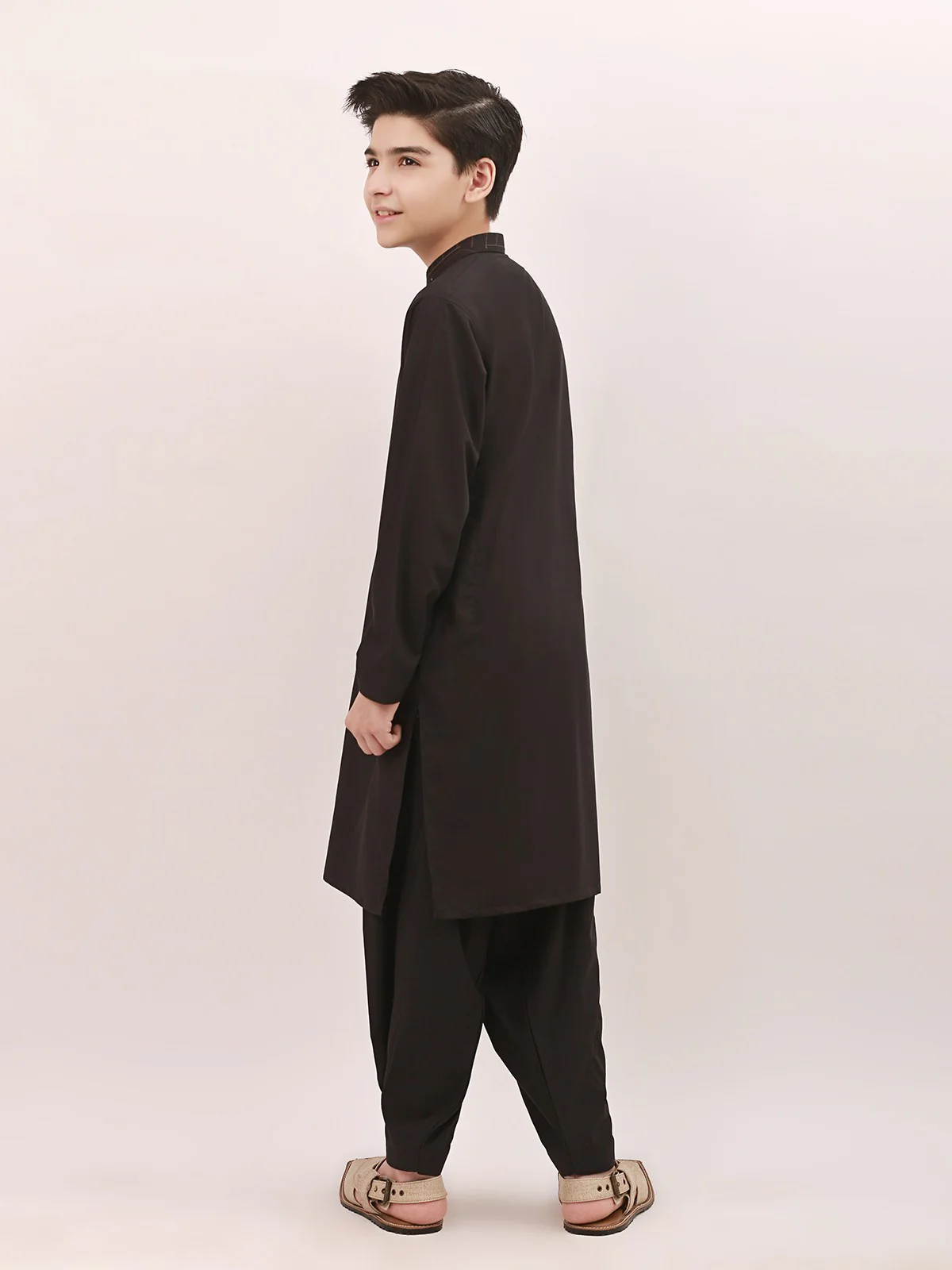 Boy's Black Kurta Shalwar - EBTKS21-3678 - Image 3