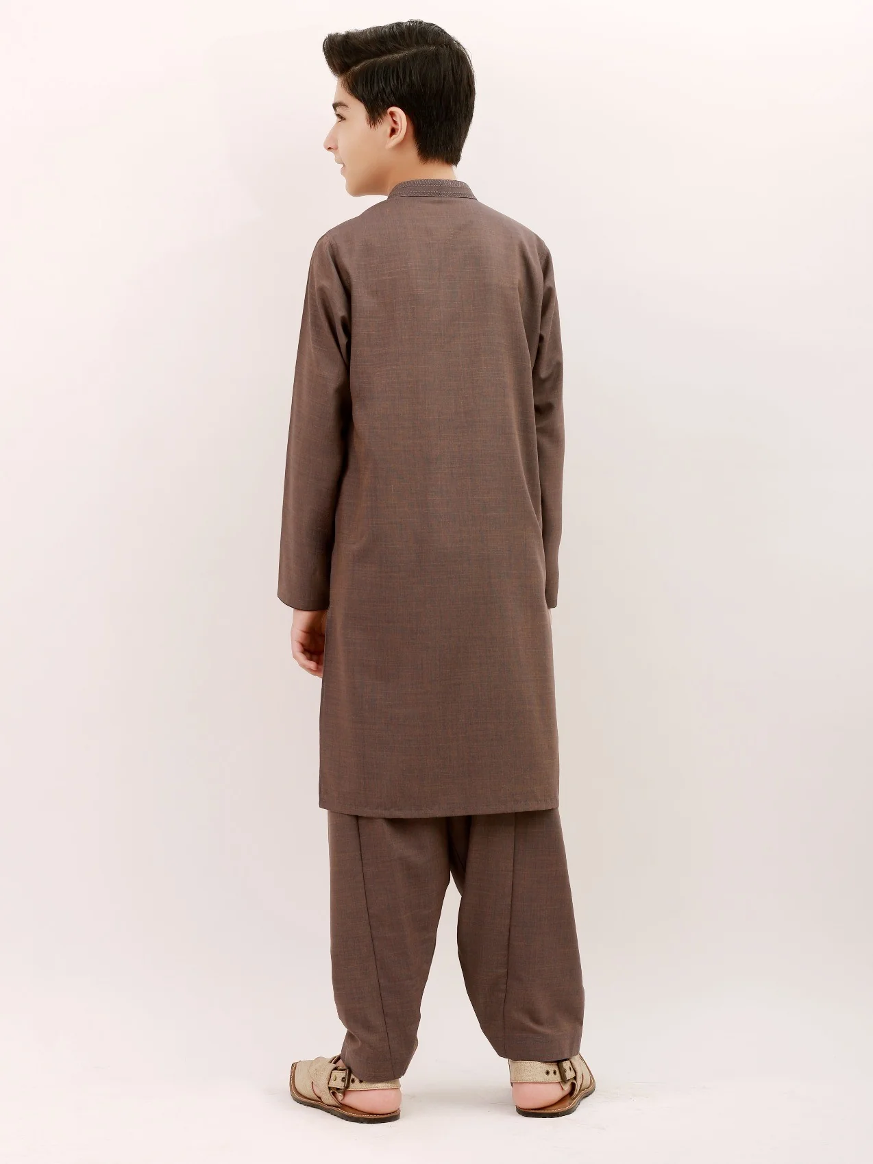 Boy's Charcoal Grey Kurta Shalwar - EBTKS21-3708 - Image 3