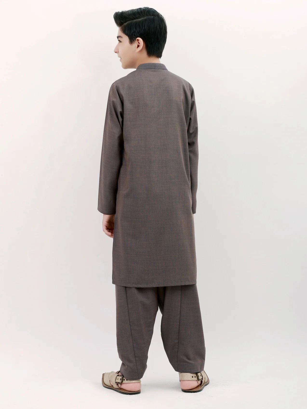 Boy's Charcoal Grey Kurta Shalwar - EBTKS21-3708 - Image 6