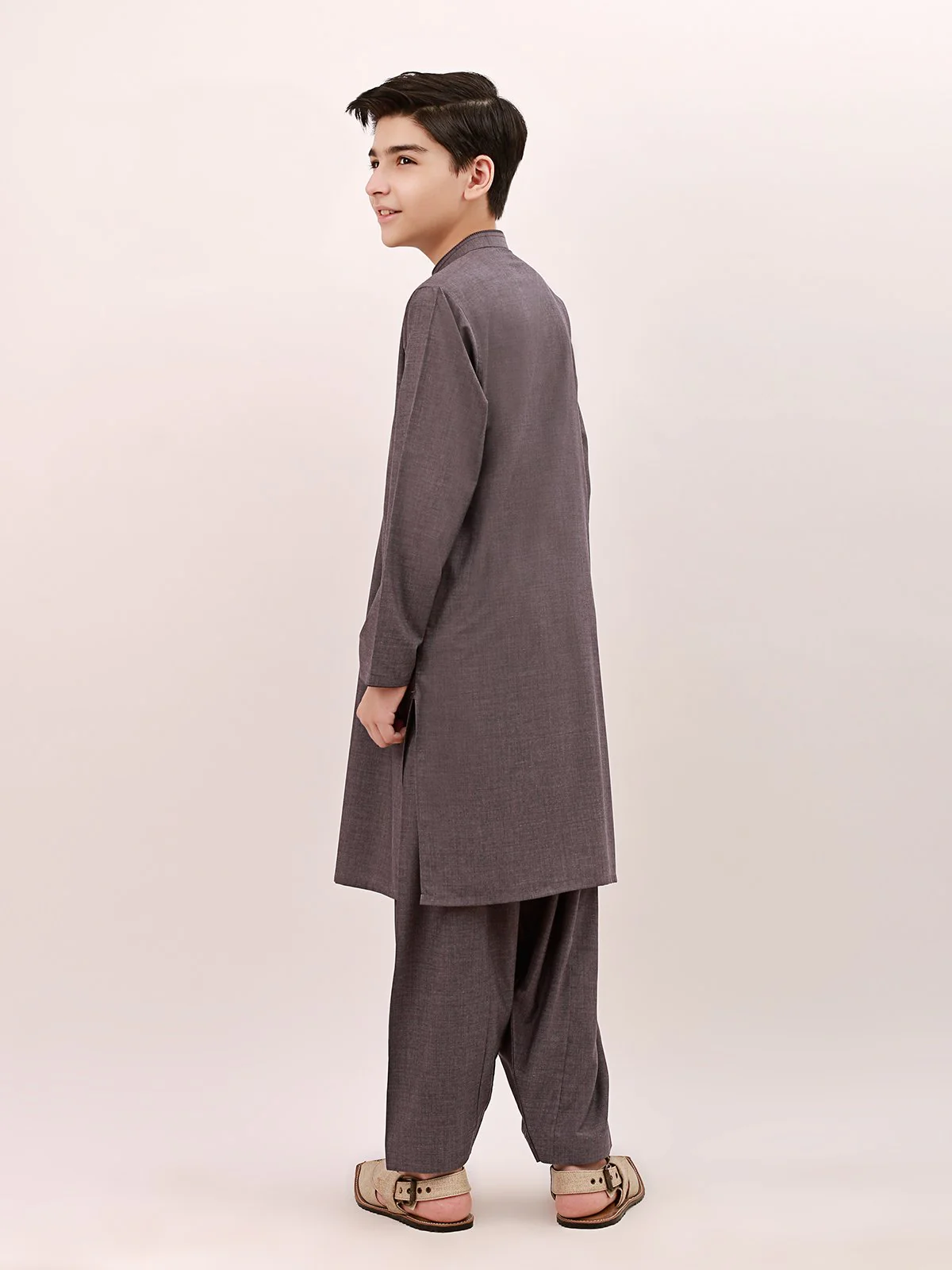 Boy's Dull Purple Kurta Shalwar - EBTKS21-3715 - Image 3