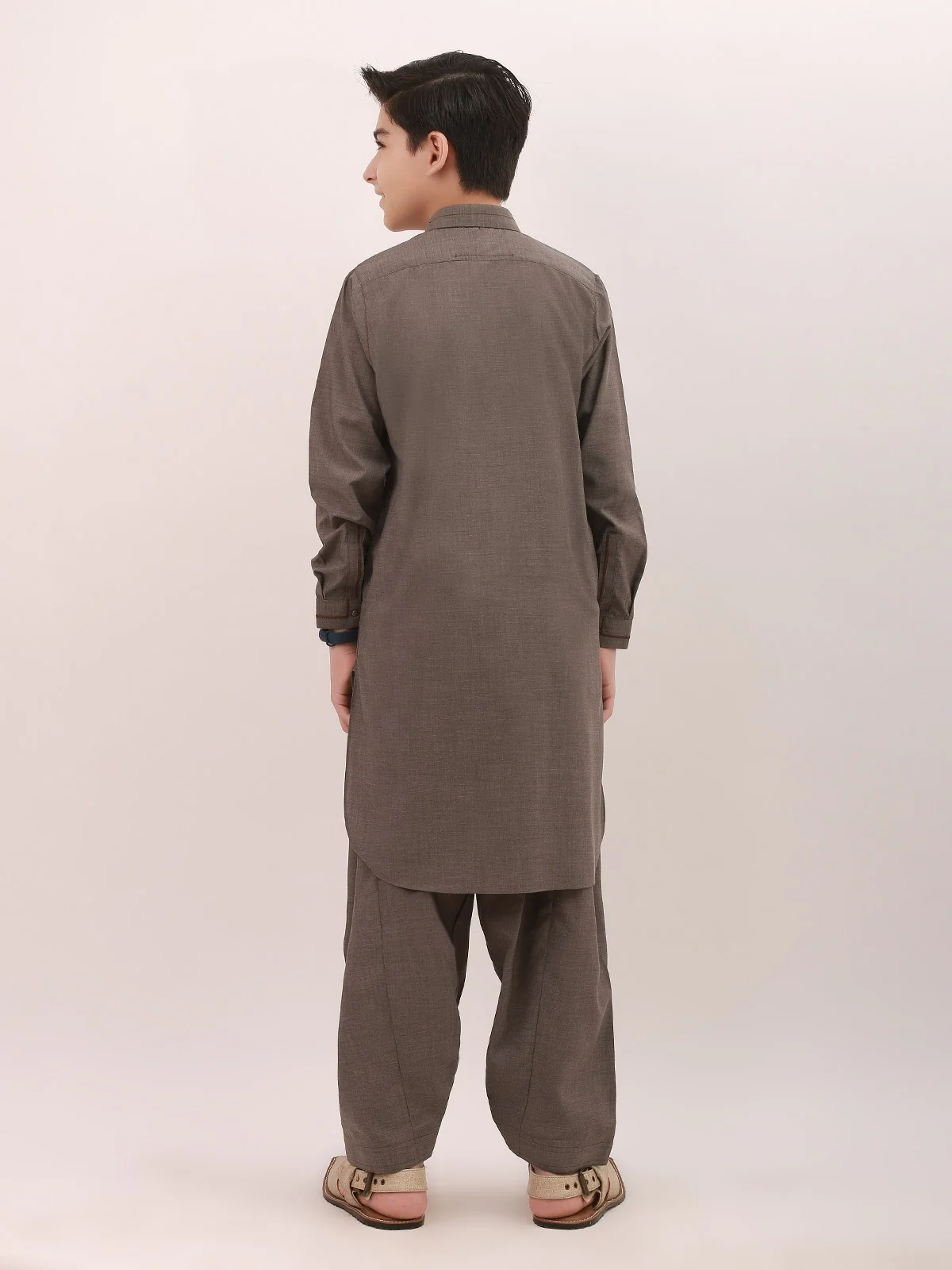 Boy's Grey Kurta Shalwar - EBTKS21-3721 - Image 3