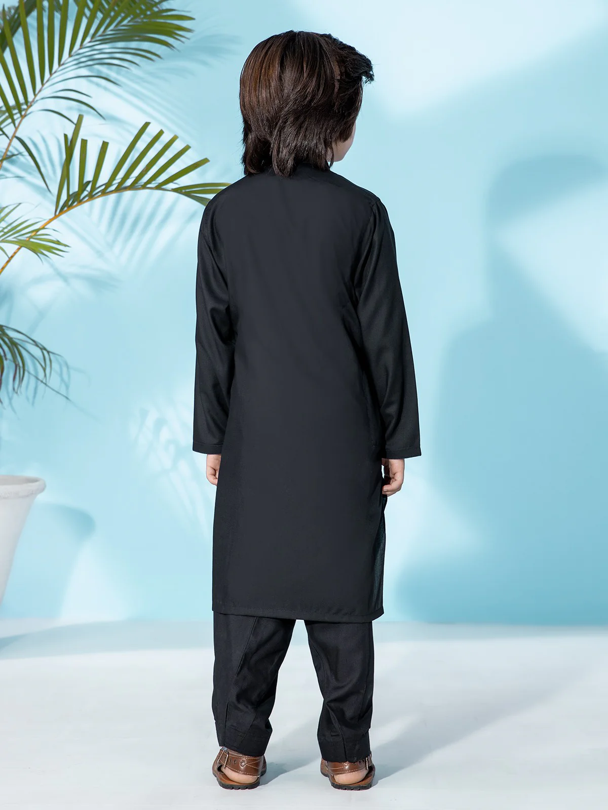 Boy's Black Kurta Shalwar - EBTKS21-3722 - Image 2