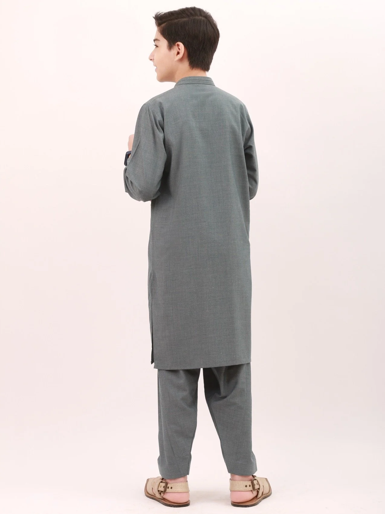 Boy's Teal Kurta Shalwar - EBTKS21-3723 - Image 3