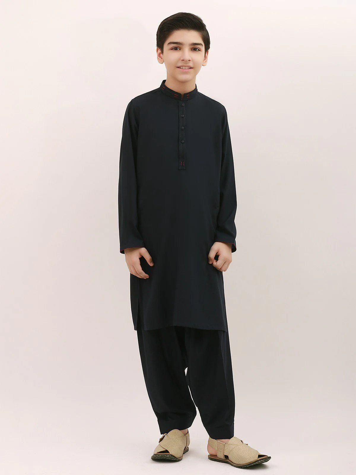 Boy's Navy Blue Kurta Shalwar - EBTKS21-3726
