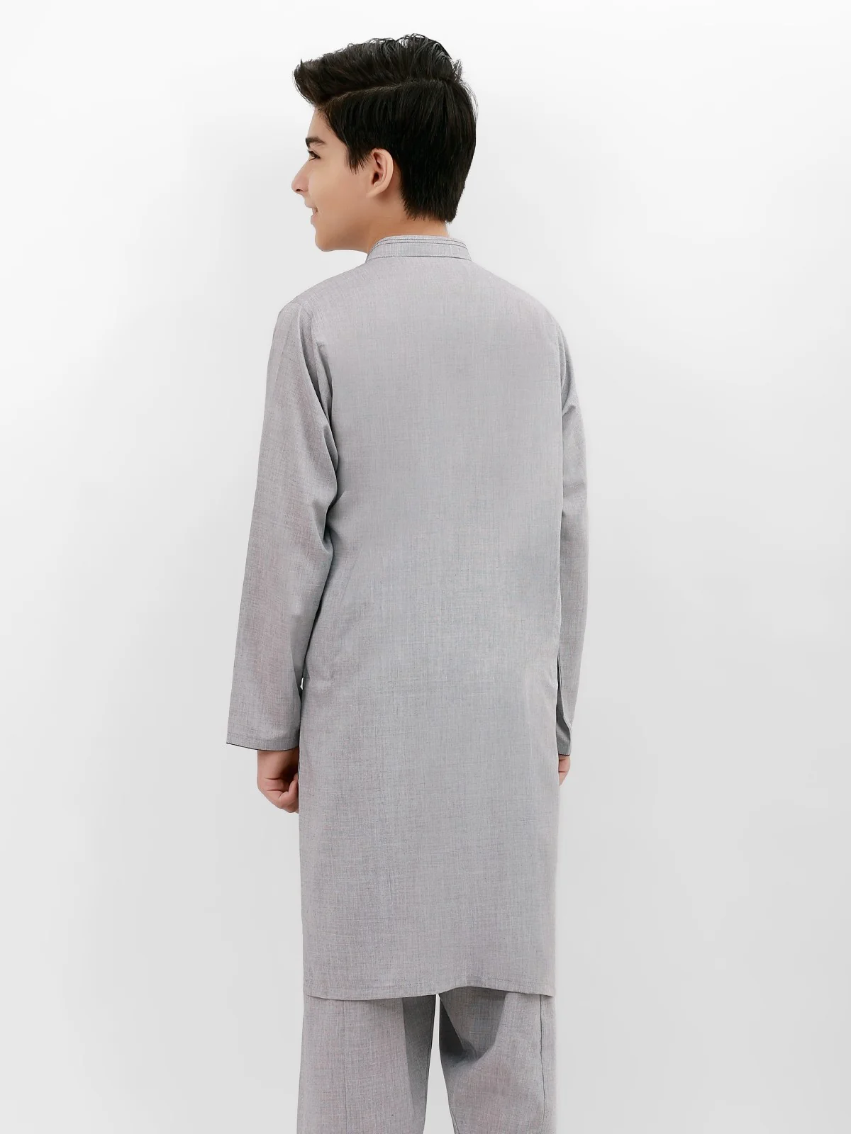 Boy's Light Grey Kurta Shalwar - EBTKS21-3728 - Image 3