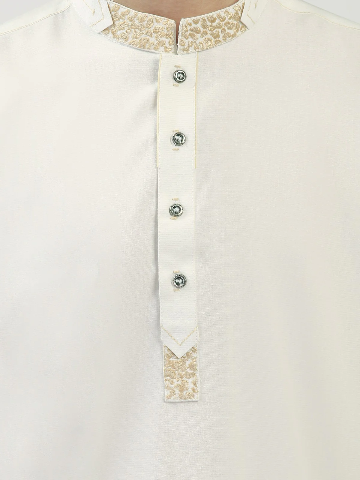 Boy's Off White Kurta Shalwar - EBTKS21-3730 - Image 3