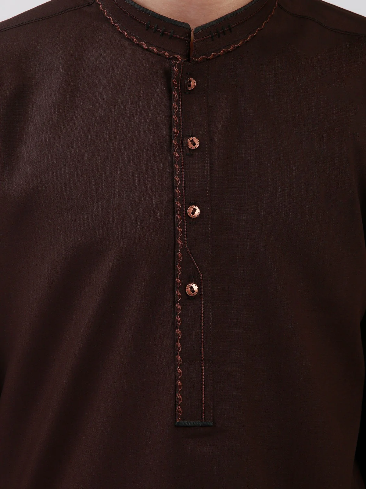 Boy's Dark Brown Kurta Shalwar - EBTKS21-3732 - Image 2