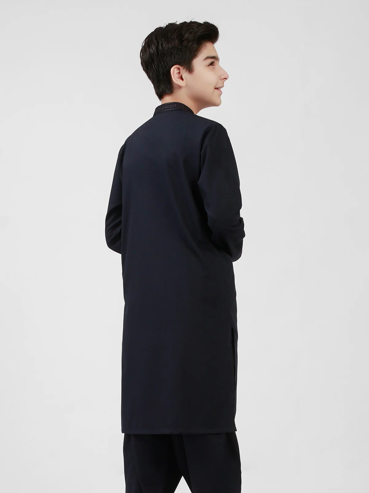 Boy's Navy Blue Kurta Shalwar - EBTKS21-3739 - Image 3