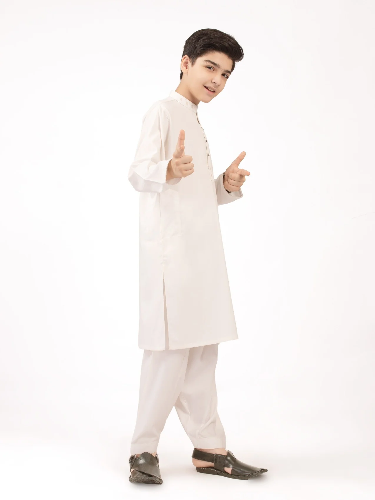 Boy's Off White Kurta Shalwar - EBTKS21-3741 - Image 2