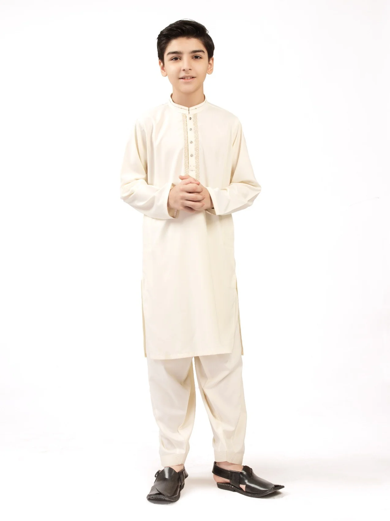Boy's Cream Kurta Shalwar - EBTKS21-3742