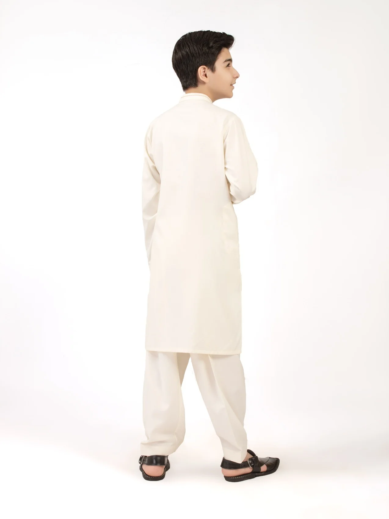 Boy's Cream Kurta Shalwar - EBTKS21-3742 - Image 3