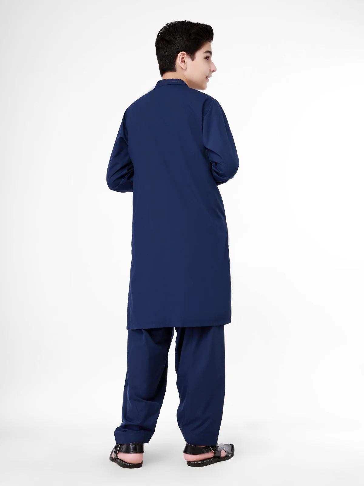 Boy's Navy Blue Kurta Shalwar - EBTKS21-3745 - Image 2