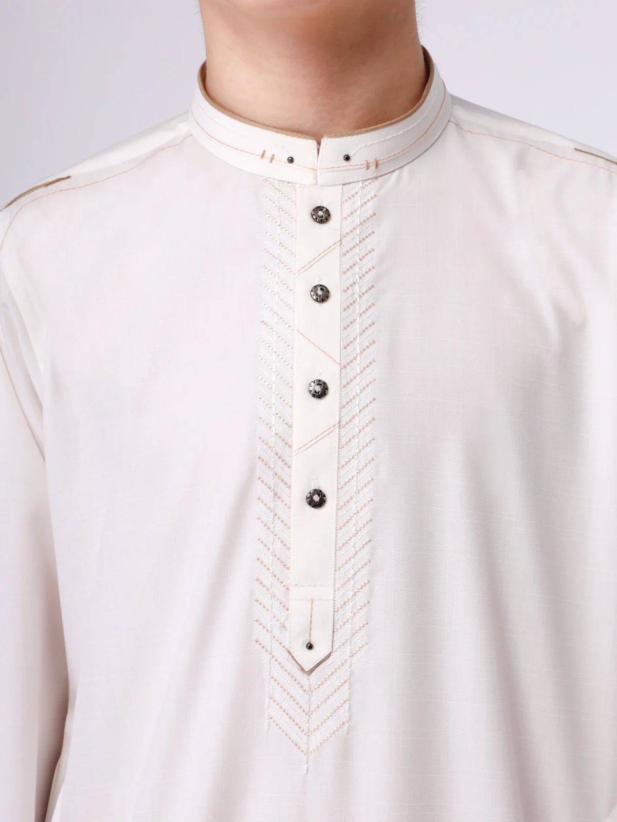Boy's Off White Kurta Shalwar - EBTKS21-3752 - Image 3