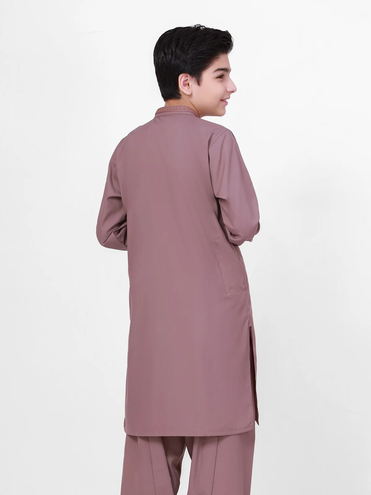 Boy's Light Brown Kurta Shalwar - EBTKS21-3753 - Image 2