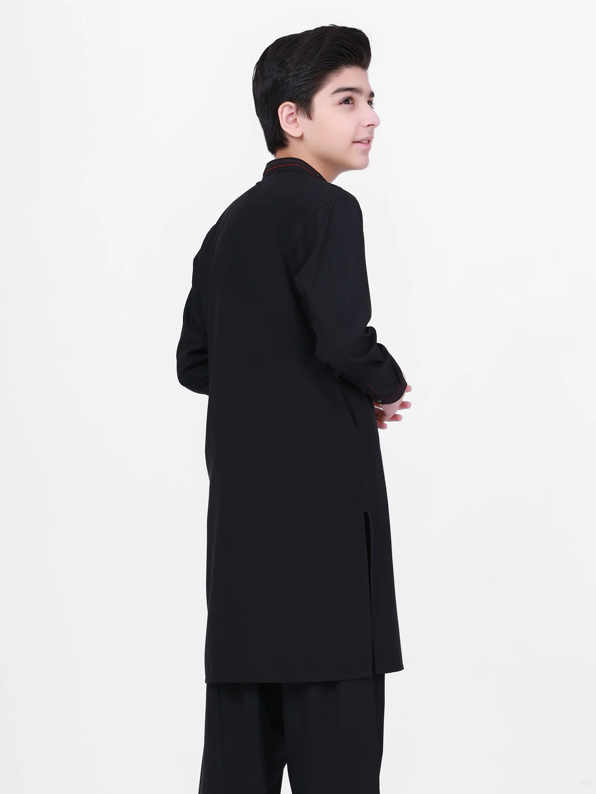 Boy's Black Kurta Shalwar - EBTKS21-3756 - Image 3