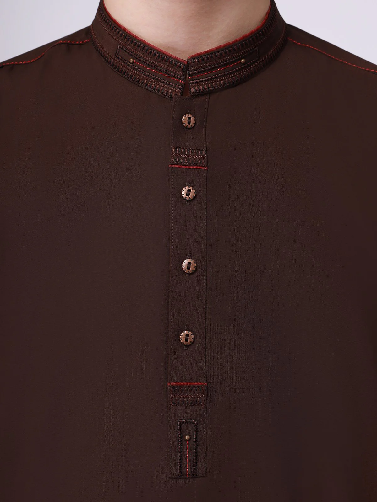 Boy's Dark Brown Kurta Shalwar - EBTKS21-3758 - Image 3