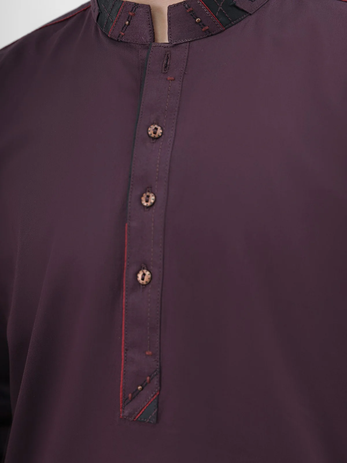 Boy's Plum Kurta Shalwar - EBTKS21-3759 - Image 3