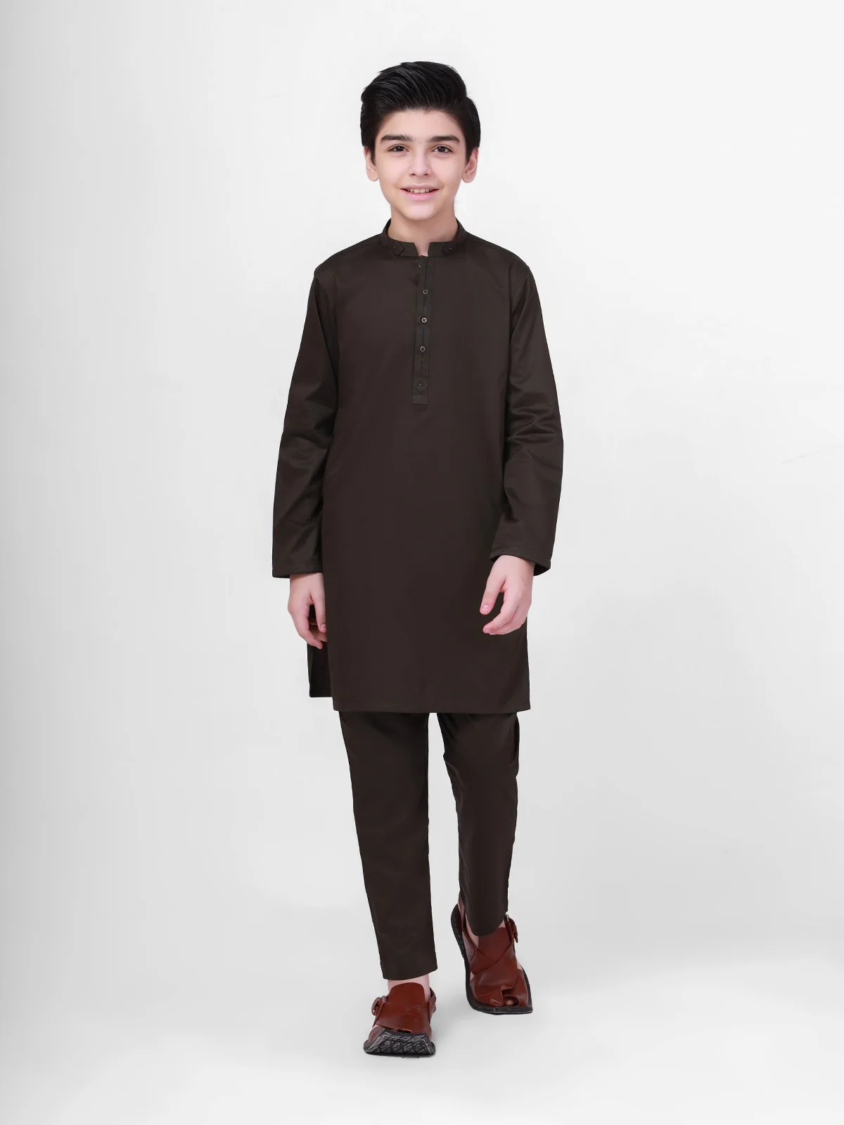 Boy's Moss Green Kurta Shalwar - EBTKS21-3761
