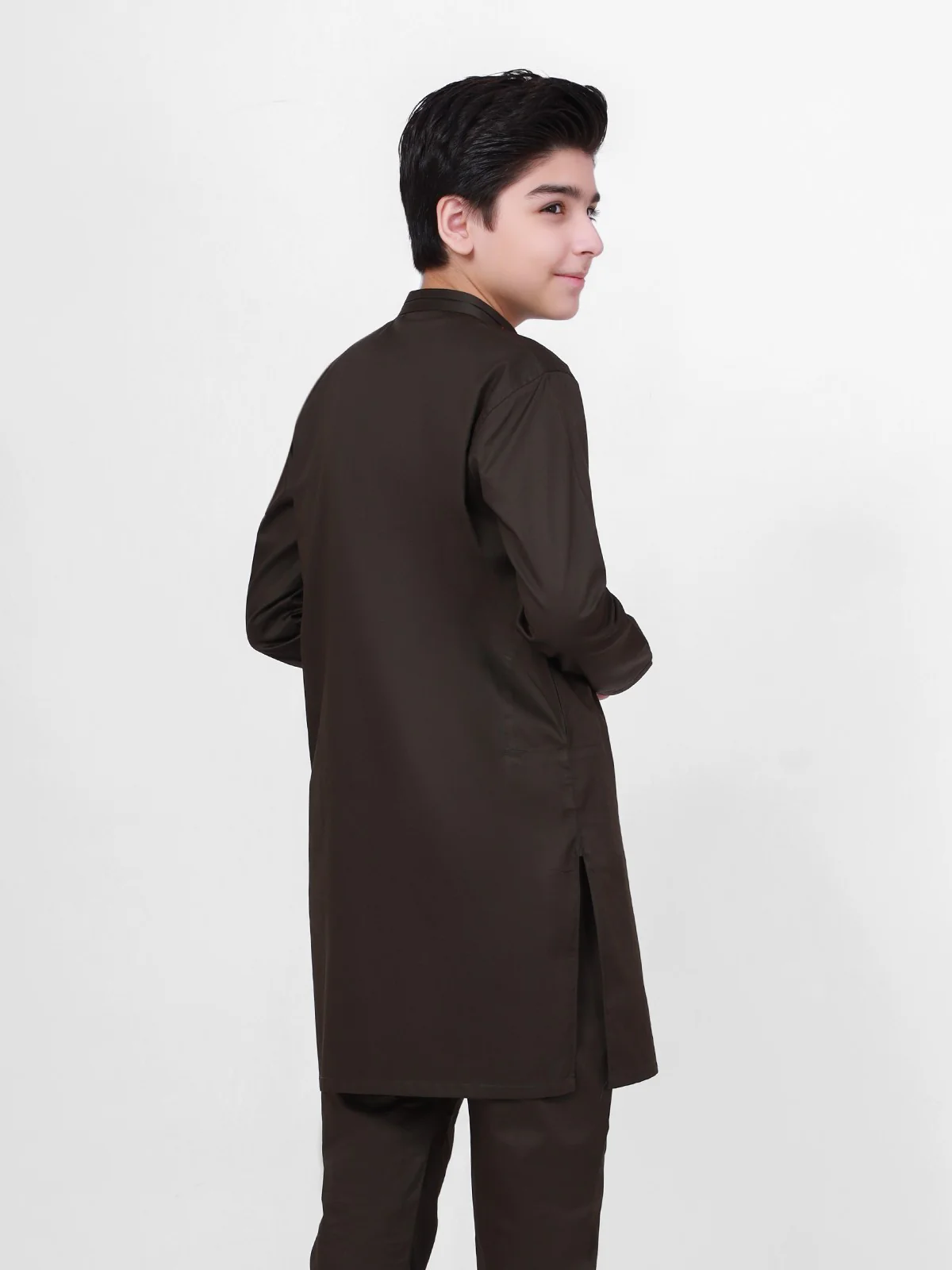 Boy's Moss Green Kurta Shalwar - EBTKS21-3761 - Image 2
