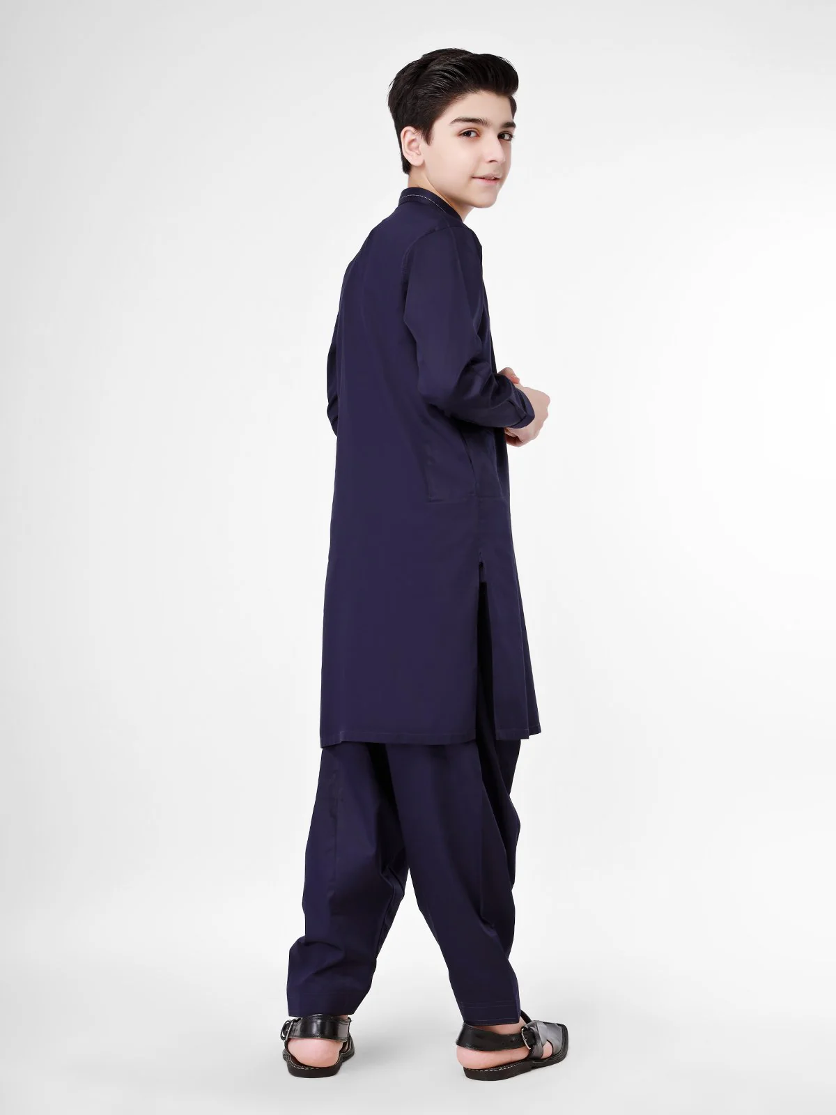 Boy's Navy Kurta Shalwar - EBTKS21-3764 - Image 2