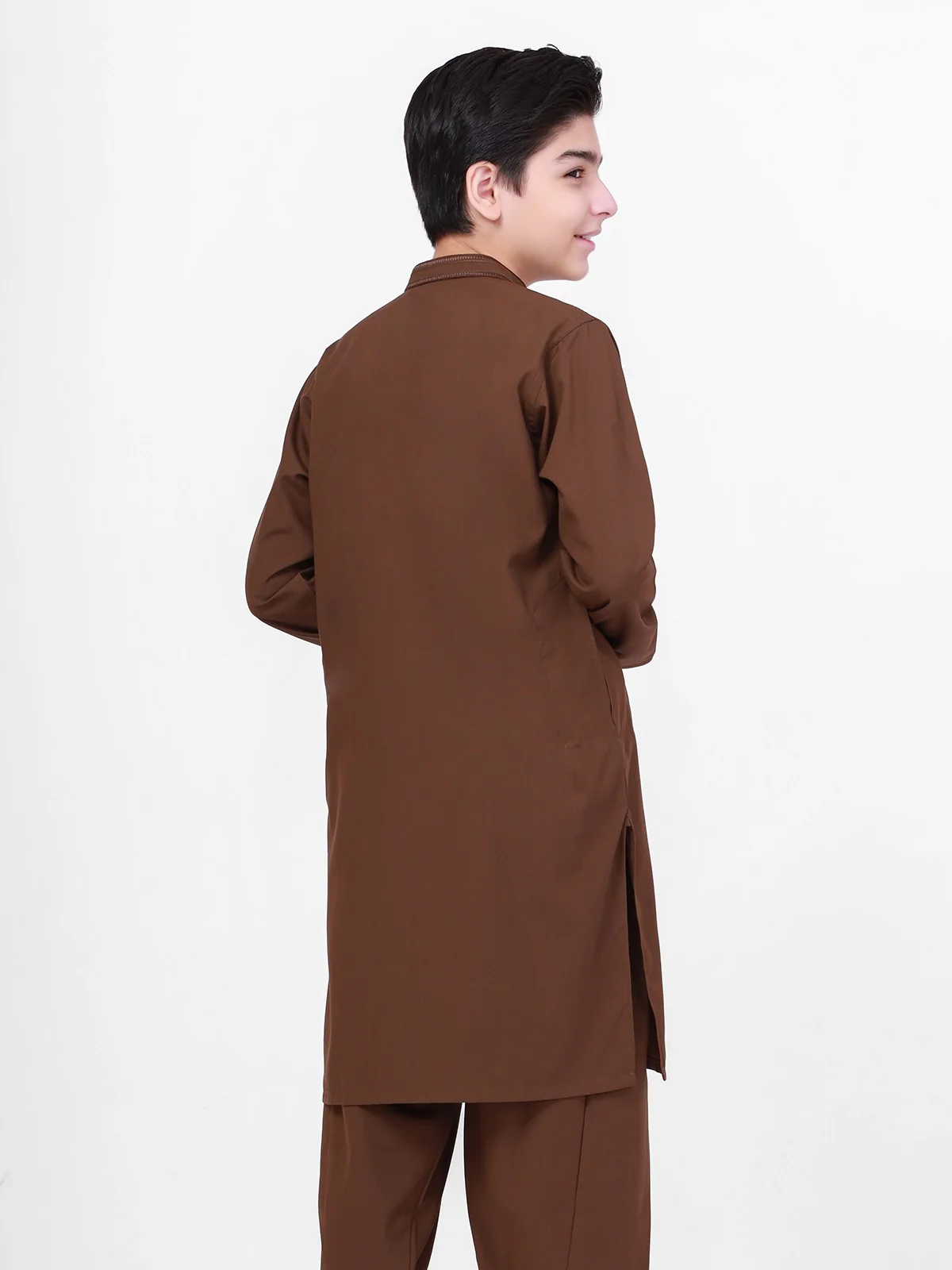 Boy's Brown Kurta Shalwar - EBTKS21-3765 - Image 3